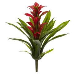 15in. Bromeliad Artificial Flower (Set of 4), Red