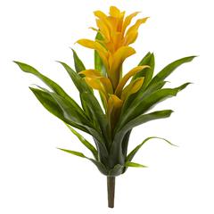 15in. Bromeliad Artificial Flower (Set of 4), Yellow