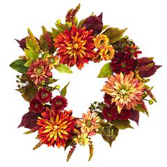 22in. Dahlia & Mum Wreath