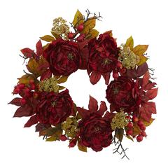24in. Peony Sedum Wreath