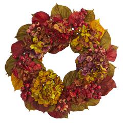 24in. Fall Hydrangea Wreath