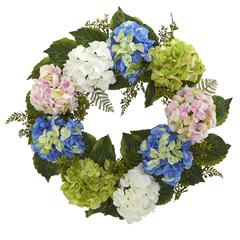 24in. Hydrangea Wreath, Blue