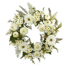 24in. Mixed Daisies and Ranunculus Wreath