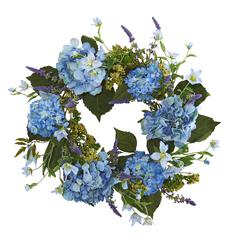 24in. Hydrangea Wreath Blue