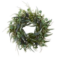 24in. Eucalyptus and Mixed Greens Artificial Wreath