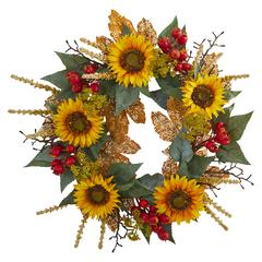 27in. Sunflower Berry Artificial Wreath