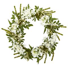 24in. White Mixed Floral Artificial Wreath