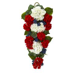 26in. Geranium and Blueberry Artificial Teardrop