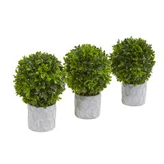 9in. Boxwood Artificial Mini Topiary (Set of 3)