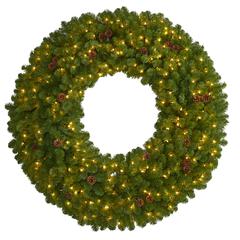 5ft. Giant Artificial Christmas Wreath with 280 Warm White Lights and Pine Cones