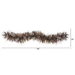 6ft. Flocked Artificial Christmas Garland with 50 White Warm LED Lights and Pine Cones