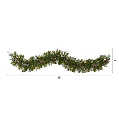 6ft. Snow Tipped Artificial Christmas Garland with 50 Warm White LED Lights and Berries