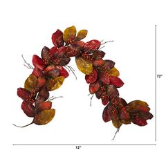 6ft. Autumn Magnolia Leaf with Berries Artificial Garland