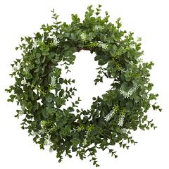 18in. Eucalyptus Double Ring Wreath with Twig Base