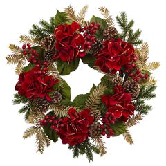 24in. Hydrangea Pine Wreath