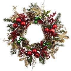 24in. Ornament, Pine & Pinecone Wreath