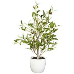 18in. Olive Silk Tree with Vase (Set of 2)