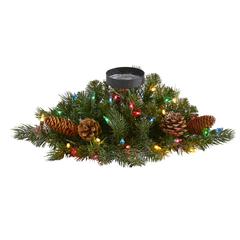 Flocked and Glittered Artificial Christmas Pine Candelabrum