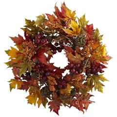 24in. Maple and Berry Wreath