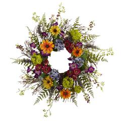 24in. Spring Garden Wreath with Twig Base
