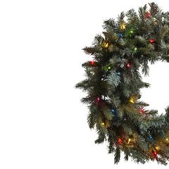 30in. Pine Wreath with Colored Lights
