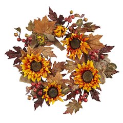 24in. Sunflower & Berry Wreath
