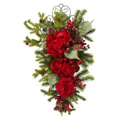 27in. Christmas Hydrangea Teardrop