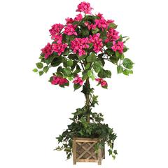 34in. Artificial Bougainvillea Topiary with Wood Box
