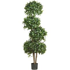 69in. Sweet Bay Topiary with 4 Balls Silk Tree