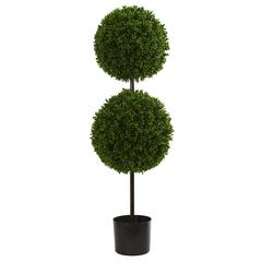 3.5ft. Boxwood Double Ball Artificial Topiary Tree UV Resistant (Indoor/Outdoor)