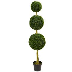 5.5ft. Triple Ball Boxwood Artificial Topiary Tree, UV Resistant (Indoor/Outdoor)