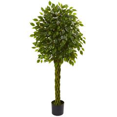 5ft. Ficus Artificial Tree with Woven Trunk, UV Resistant (Indoor/Outdoor)