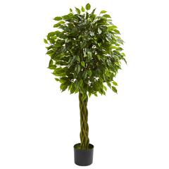 4ft. Ficus Artificial Tree with Woven Trunk, UV Resistant (Indoor/Outdoor)