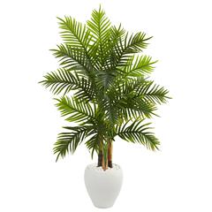 5ft. Areca Palm Artificial Tree in White Planter (Real Touch)