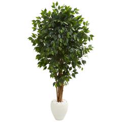 6ft. Ficus Artificial Tree in White Planter