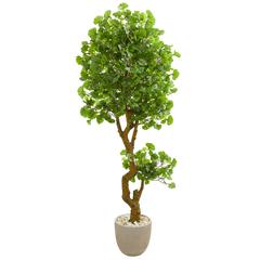 6.5ft. Jingo Artificial Tree in Sand Colored Planter UV Resistant (Indoor/Outdoor)