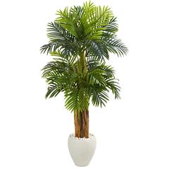 5.5ft. Triple Areca Palm Artificial Tree in White Planter