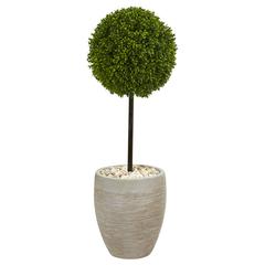 3ft. Boxwood Ball Topiary Artificial Tree in Oval Planter UV Resistant (Indoor/Outdoor)