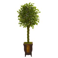 6ft. Braided Ficus Artificial Tree in Decorative Planter