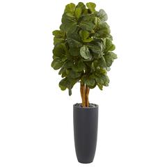5.5ft. Fiddle Leaf Artificial Tree in Gray Cylinder Planter