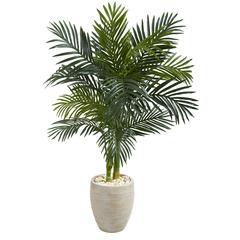 4.5ft. Golden Cane Palm Artificial Tree in Oval Planter