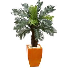 4.5ft. Cycas Artificial Tree in Orange Planter UV Resistant (Indoor/Outdoor)