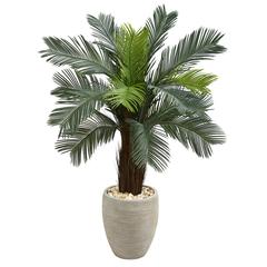 4.5ft. Cycas Artificial Tree in Oval Planter UV Resistant (Indoor/Outdoor)