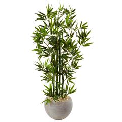 4ft. Bamboo Artificial Tree in Sand Colored Bowl Green