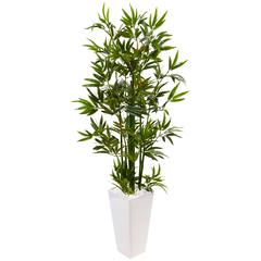 4.5ft. Bamboo Artificial Tree in White Tower Planter