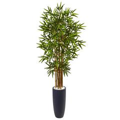 5ft. Bamboo Artificial Tree in Gray Cylinder Planter