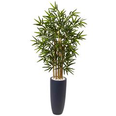 4ft. Bamboo Artificial Tree in Gray Cylinder Planter