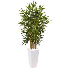 4ft. Bamboo Artificial Tree in White Tower Planter