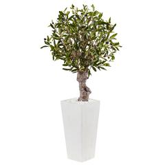 3.5ft. Olive Artificial Tree in White Tower Planter