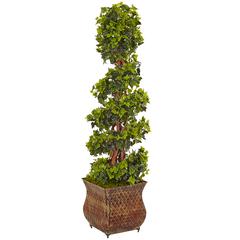 4ft. English Ivy Spiral Artificial Tree in Metal Planter, UV Resistant (Indoor/Outdoor)